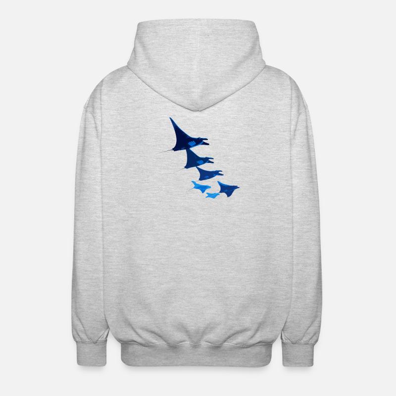 Manta Ray, Devil Ray, Stingray, Diver - Unisex Hooded Jacket - light heather grey