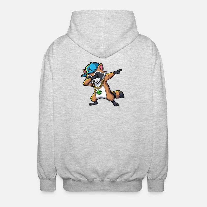 Dabbing Waschbär mit Hanfblatt - Unisex Kapuzenjacke - Hellgrau meliert
