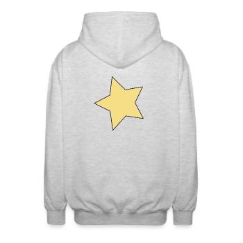 Gelber Stern Kontur-Akzent - Unisex Kapuzenjacke - Hellgrau meliert - Hinten - AI Model Male 185 light (185cm)