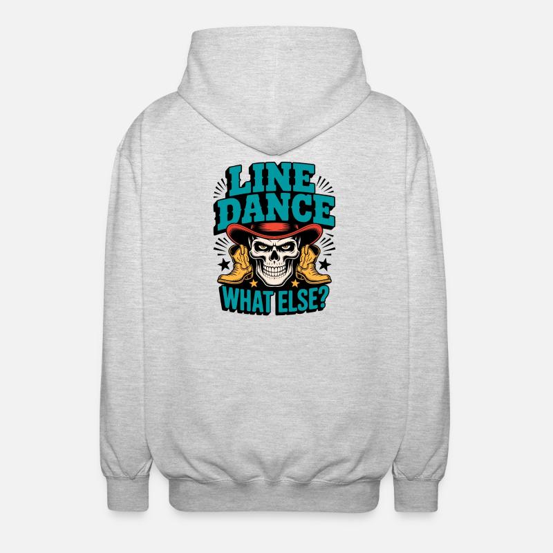 Line Dance Schädel mit Stiefeln - Unisex Kapuzenjacke - Hellgrau meliert