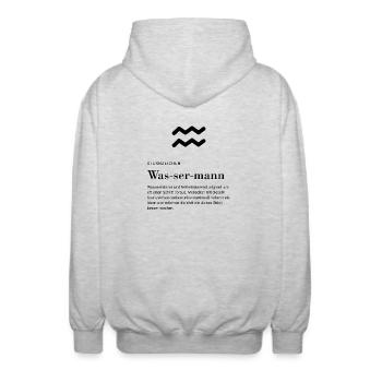 Sternzeichen Wassermann - Unisex Kapuzenjacke - Hellgrau meliert - Hinten - AI Model Male 185 light (185cm)