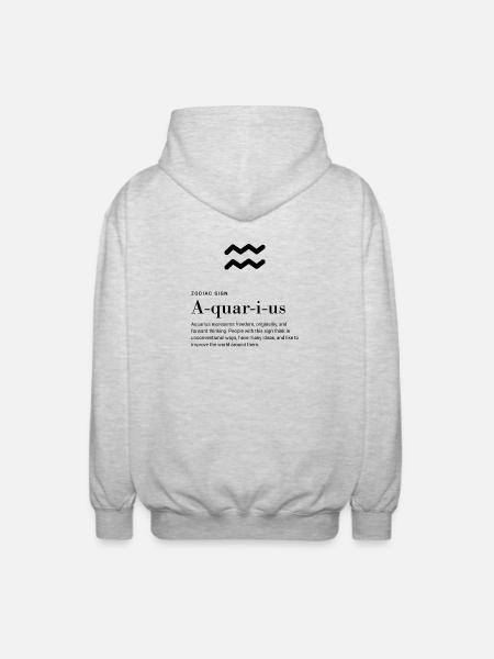 Aquarius - Zodiac Sign - Unisex Hooded Jacket - light heather grey