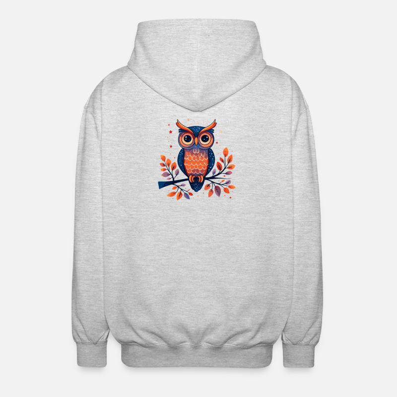 Wald Eulenzauber - Unisex Kapuzenjacke - Hellgrau meliert