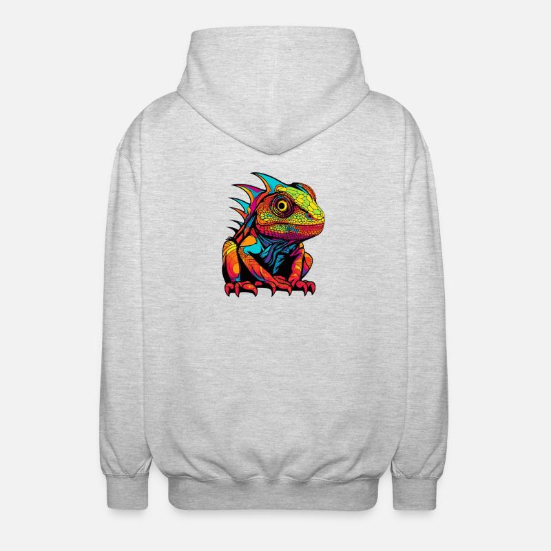 Leguan Comic Tier - Unisex Kapuzenjacke - Hellgrau meliert