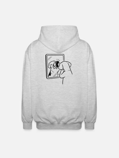 Selfie Dog Dog - Unisex Hooded Jacket - light heather grey