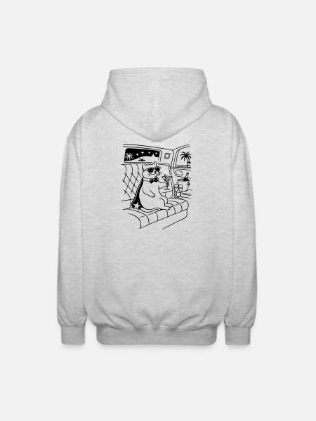 Fame Cat Cat Glamour Star Celebrity - Unisex Hooded Jacket - light heather grey