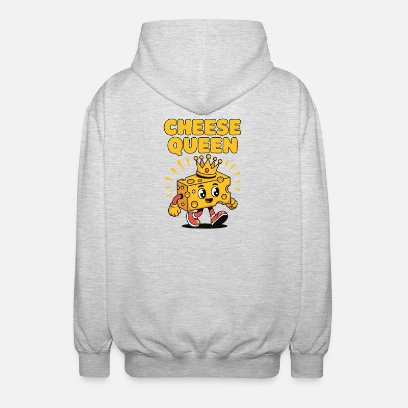 Cheese Queen – Käse mit Krone - Unisex Kapuzenjacke - Hellgrau meliert