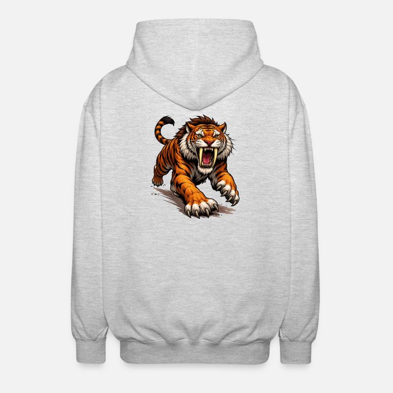 Comic Tiger Attack - Unisex Hooded Jacket - light heather grey