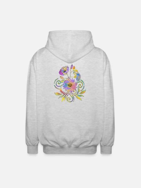 Blumen - Unisex Kapuzenjacke - Hellgrau meliert