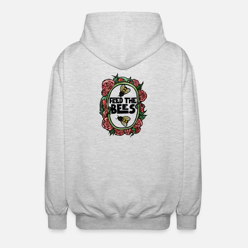 Feed the Bees Floral Frame - Unisex Hooded Jacket - light heather grey