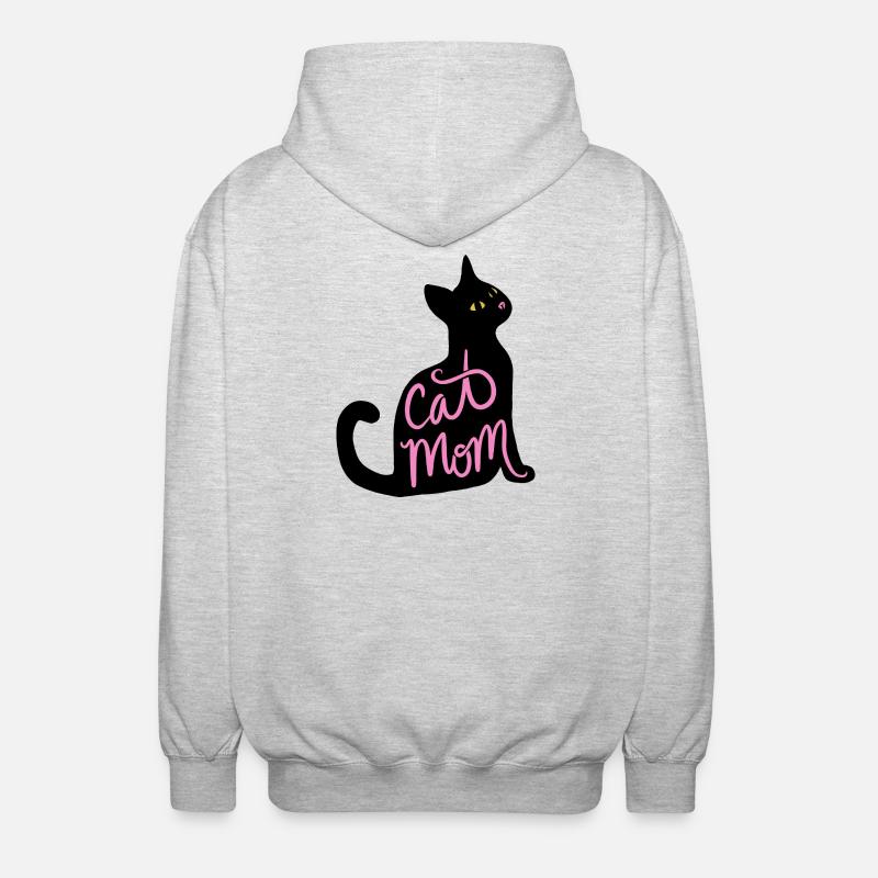 Cat Mom Neon Script - Unisex Hooded Jacket - light heather grey