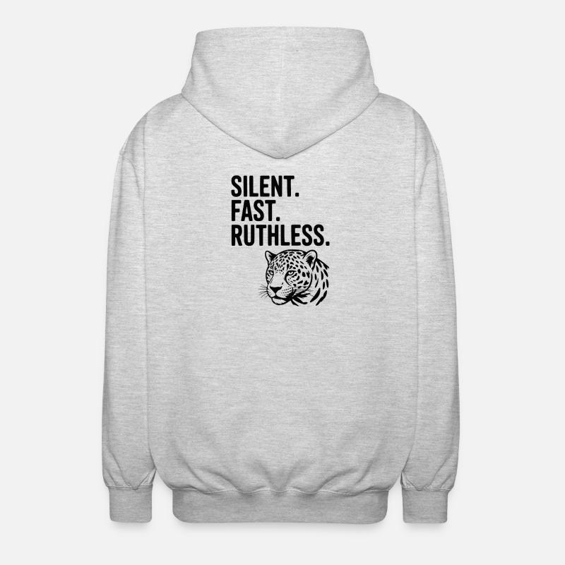 Silent. Fast. Ruthless. - Unisex Hooded Jacket - light heather grey