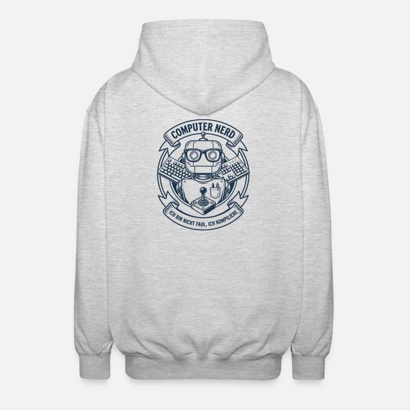 Logo du robot nerd informatique - Veste à capuche unisexe - gris clair chiné
