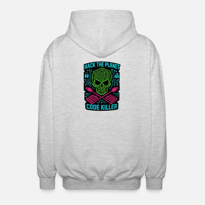 Hack the Planet Code Killer - Cybersécurité - Veste à capuche unisexe - gris clair chiné
