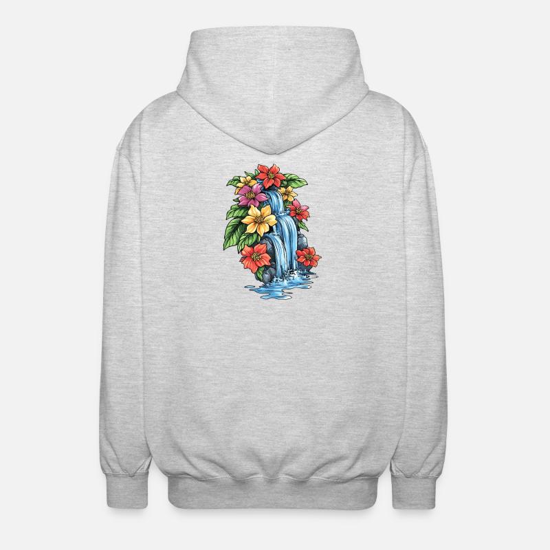 Hibiscus de la cascade tropicale - Veste à capuche unisexe - gris clair chiné