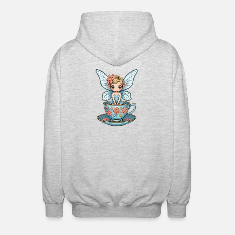 Blumenfee im Teacup - Unisex Kapuzenjacke - Hellgrau meliert