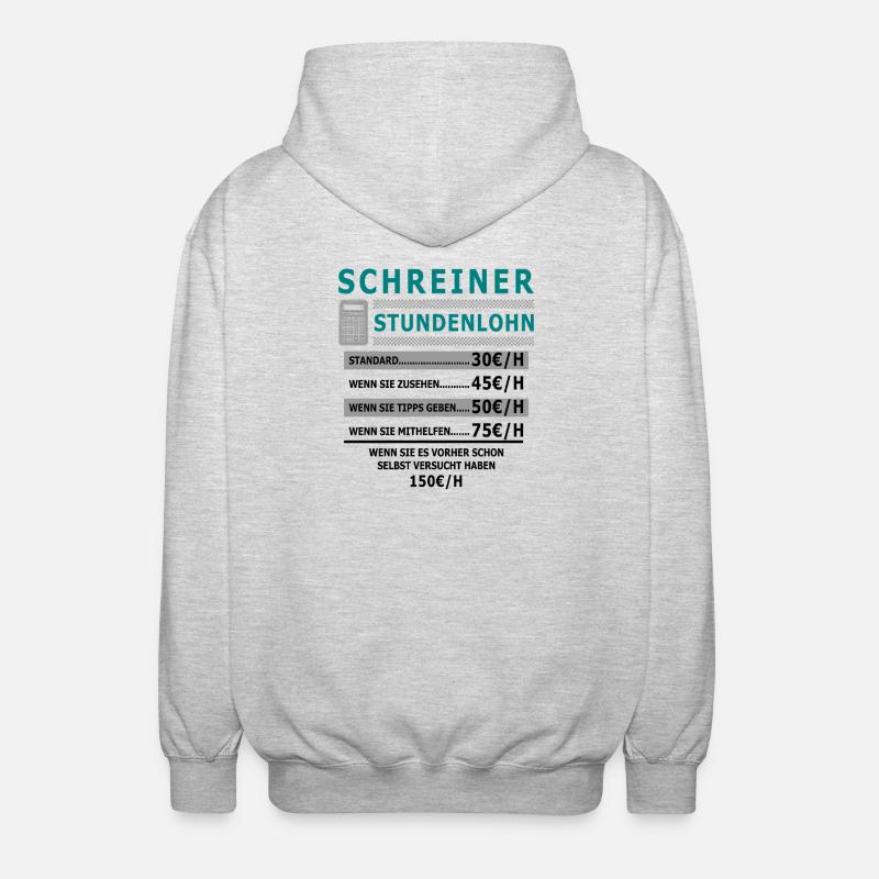 Schreiner Stundenlohn - Unisex Kapuzenjacke - Hellgrau meliert