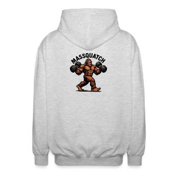 Massquatch Gewichtheben Sasquatch Lustiger Bigfoot - Unisex Kapuzenjacke - Hellgrau meliert - Hinten - AI Model Male 185 light (185cm)
