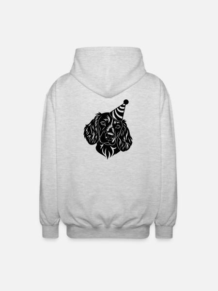 Dog with party hat - Unisex Hooded Jacket - light heather grey