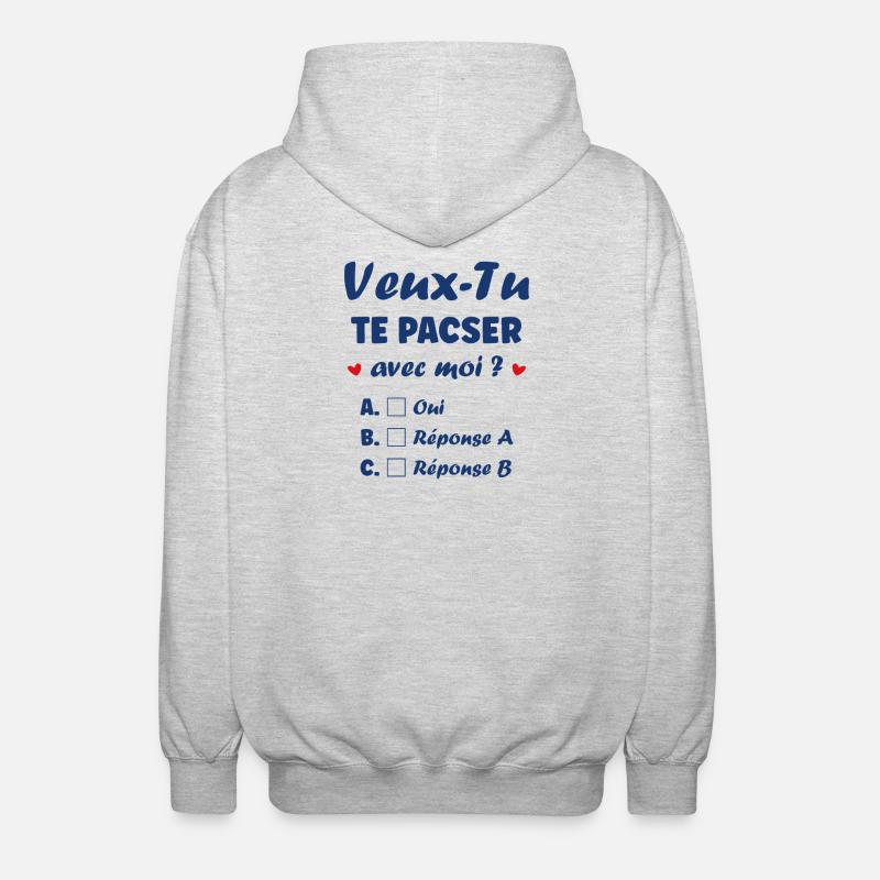 Demande de pacs - Veste à capuche unisexe - gris clair chiné