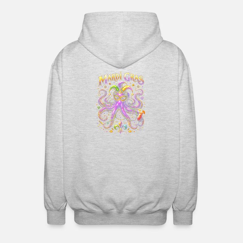 Masque de pieuvre de Mardi Gras - Veste à capuche unisexe - gris clair chiné