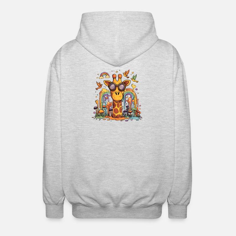 Giraffe in Rainbow Forest - Unisex Hooded Jacket - light heather grey