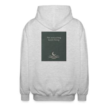 Not everything needs fixing - Unisex Kapuzenjacke - Hellgrau meliert - Hinten - AI Model Male 185 light (185cm)