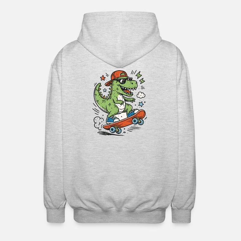 Krokodil auf Skateboard mit Cap - Unisex Kapuzenjacke - Hellgrau meliert