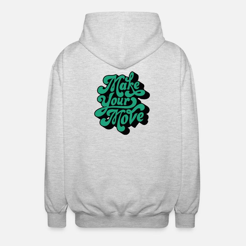 Make Your Move – Retro Script Motif - Unisex Hooded Jacket - light heather grey
