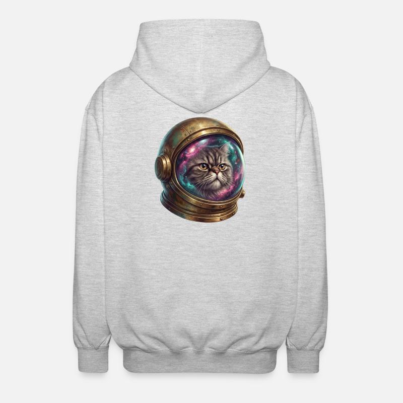 Astronaute chat dans un casque spatial - Veste à capuche unisexe - gris clair chiné