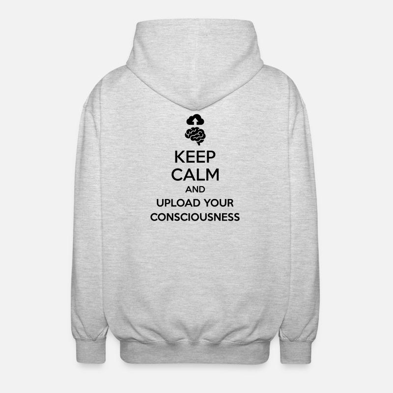 Upload Your Consciousness - Sarcastic Tech Joke - Unisex Hooded Jacket - light heather grey