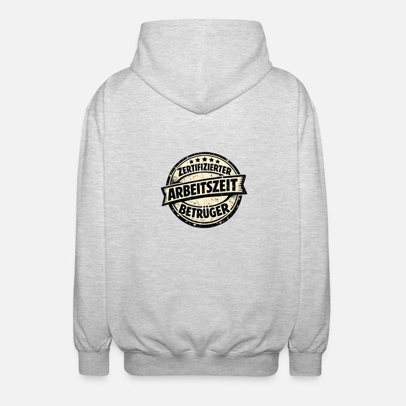 Fraude au temps de travail avec humour - Conception drôle de bureau - Veste à capuche unisexe - gris clair chiné