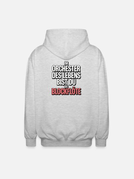 Orchester des Lebens Blockflöte Design - Unisex Kapuzenjacke - Hellgrau meliert