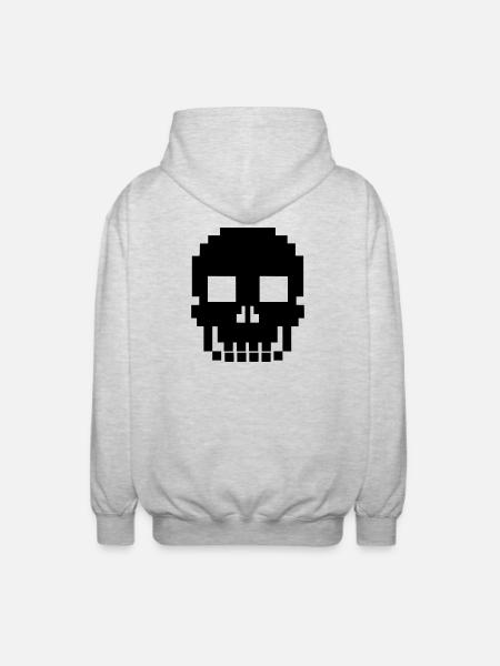 Pixel Totenkopf Skull Retro Game Over - Unisex Hooded Jacket - light heather grey