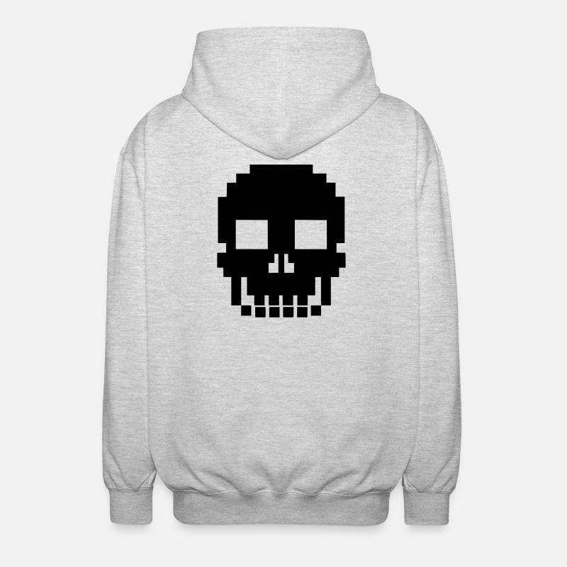 Pixel Totenkopf Skull Retro Game Over - Unisex Hooded Jacket - light heather grey