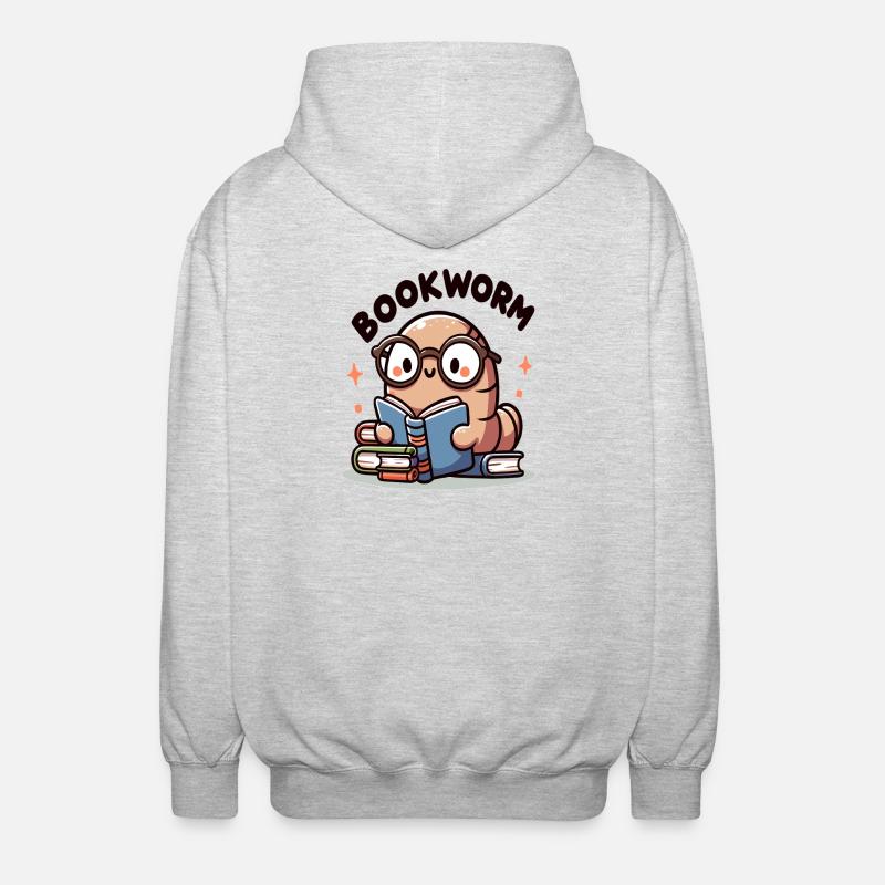 Spectacle bookworm while reading - Unisex Hooded Jacket - light heather grey