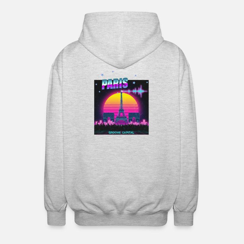 Paris Retro Wave Techno - Unisex Kapuzenjacke - Hellgrau meliert