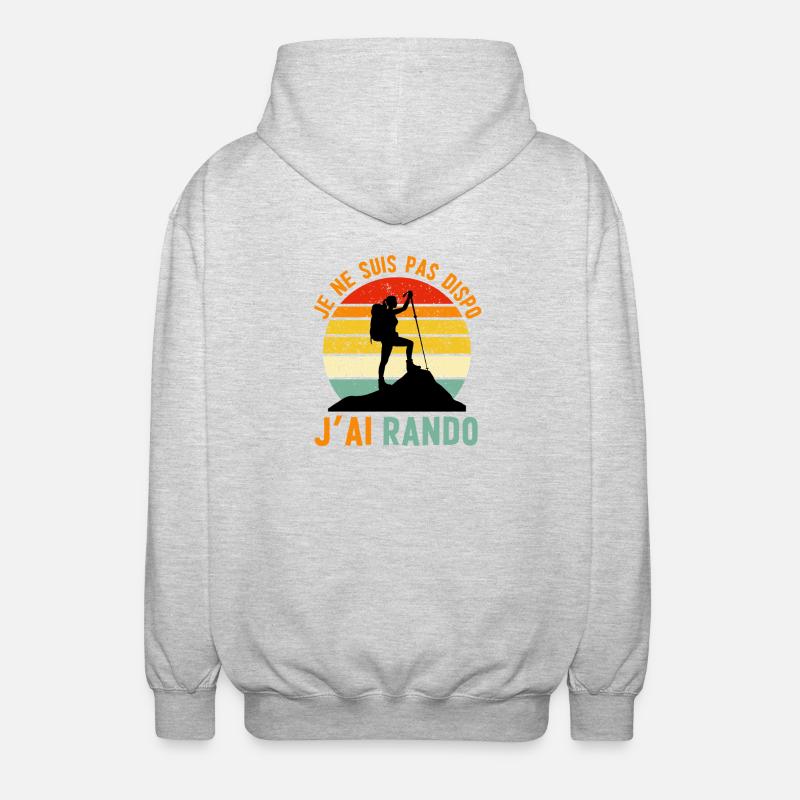 Rando Attitude: Not available, I hiked - Unisex Hooded Jacket - light heather grey