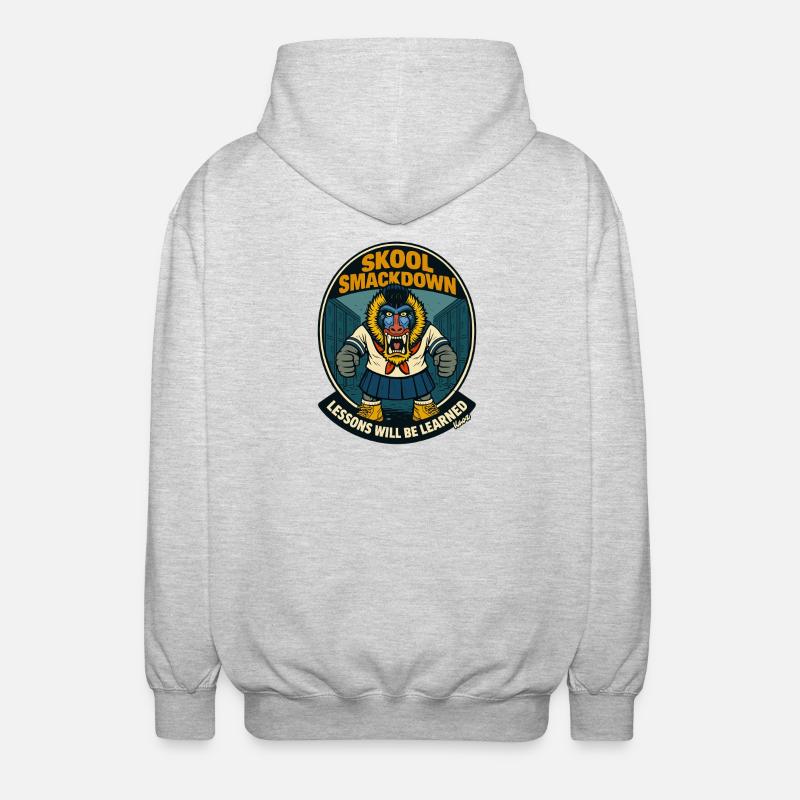 Schule Smackdown Primaten Affe Mandrill - Unisex Kapuzenjacke - Hellgrau meliert