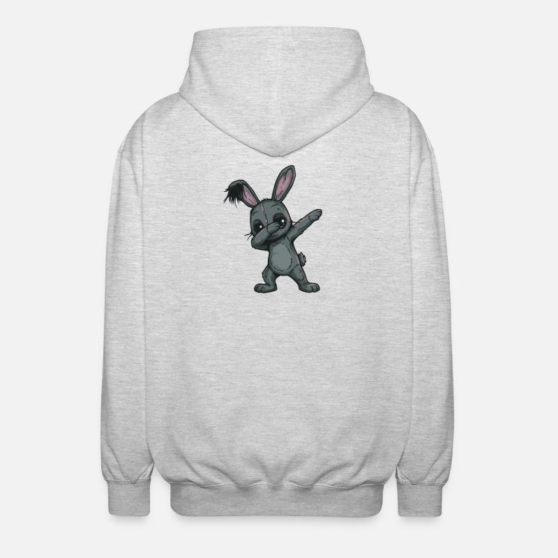Patchwork Bunny Doodle - Unisex Hooded Jacket - light heather grey