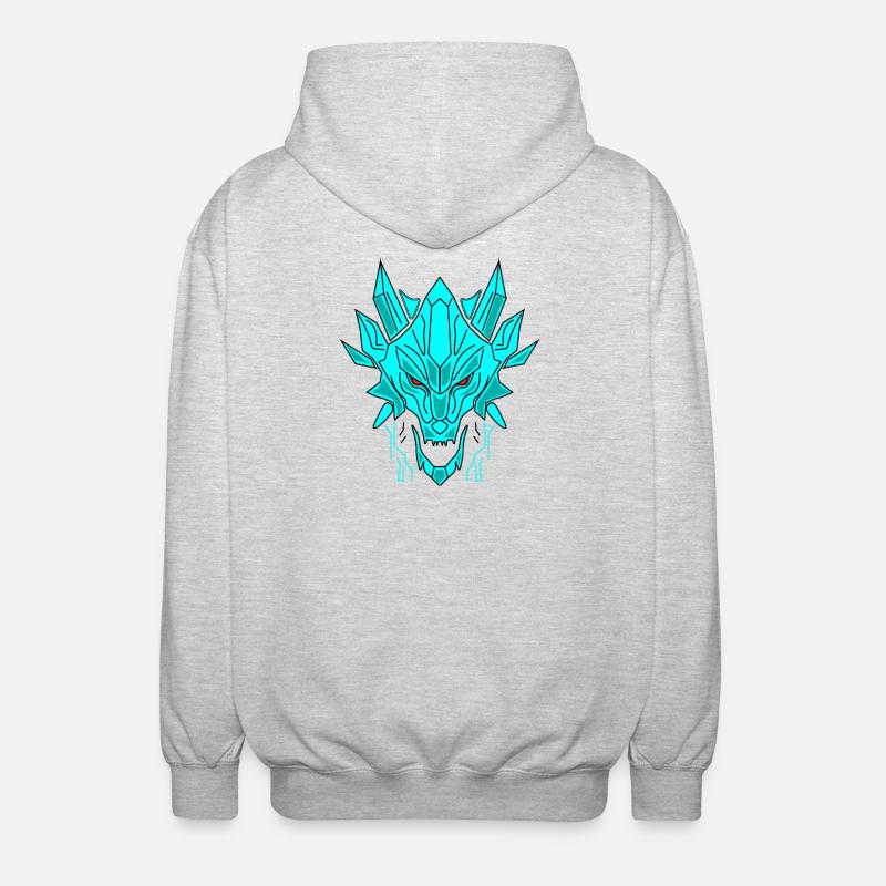 Geometrischer Eisdrache Kopf - Unisex Kapuzenjacke - Hellgrau meliert