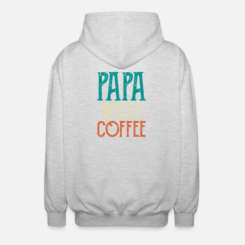 Papa Needs Coffee - Unisex Kapuzenjacke - Hellgrau meliert