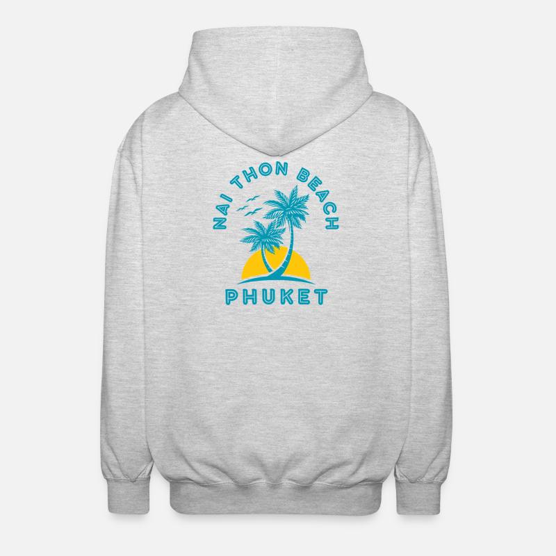 Nai Thon Beach Phuket Palm Sunset - Unisex Hooded Jacket - light heather grey