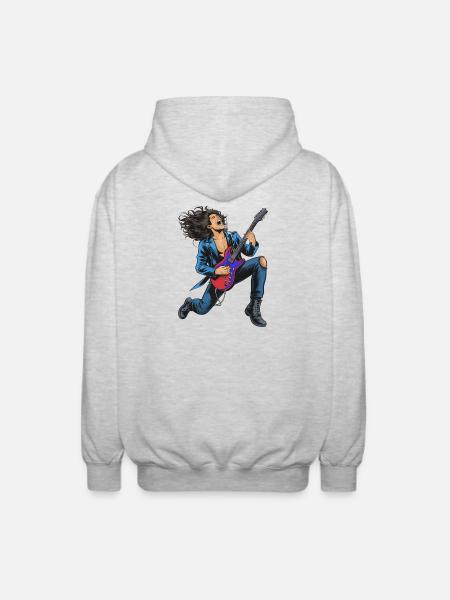 High-energy rock guitar performance - Unisex Hooded Jacket - light heather grey