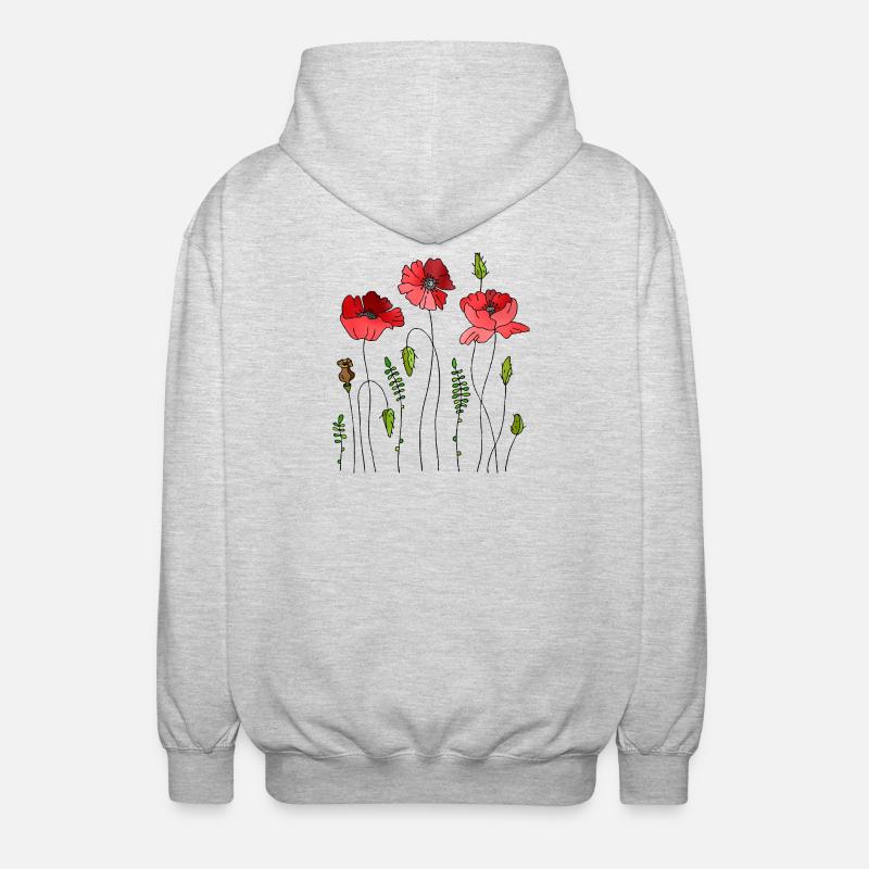 Flowers - Unisex Hooded Jacket - light heather grey