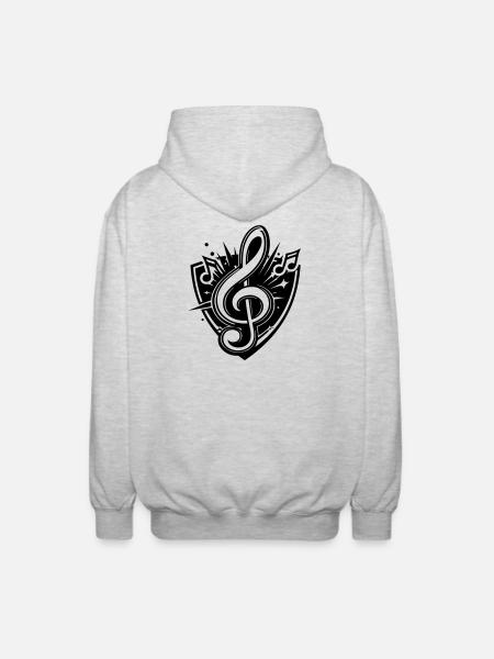 clef music logo - Unisex Hooded Jacket - light heather grey