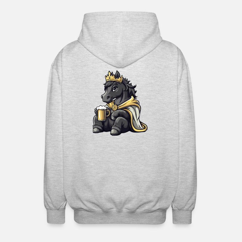 Pferd Bier König - Unisex Kapuzenjacke - Hellgrau meliert