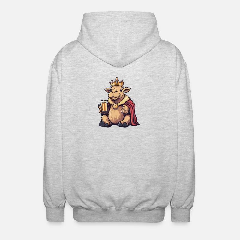 Kamel Bier König - Unisex Kapuzenjacke - Hellgrau meliert