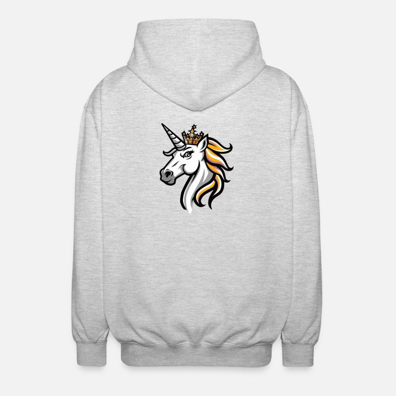Einhorn Kopf Krone - Unisex Kapuzenjacke - Hellgrau meliert