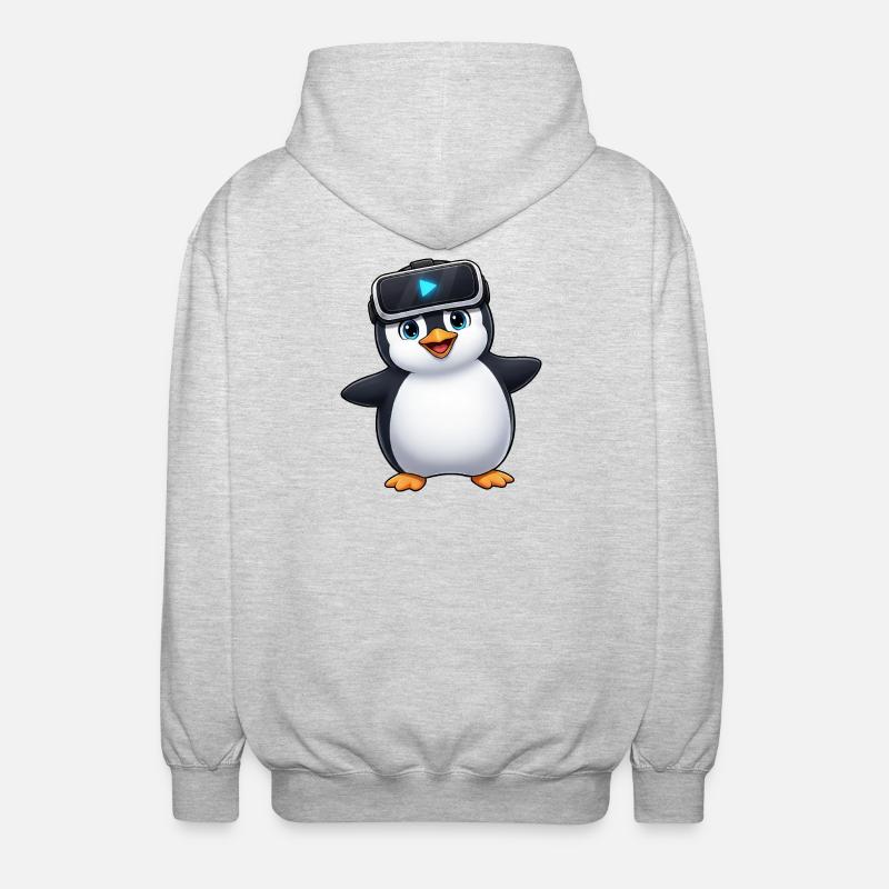 Jeu VR Penguin Virtual Reality Gamer - Veste à capuche unisexe - gris clair chiné
